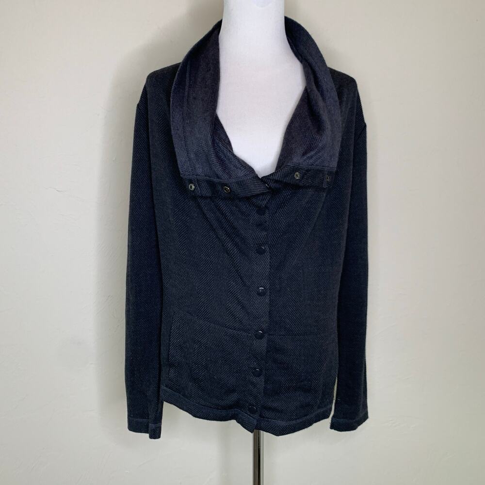 Mondetta Blue Black Herringbone Moto Jacket Jersey Sz Small